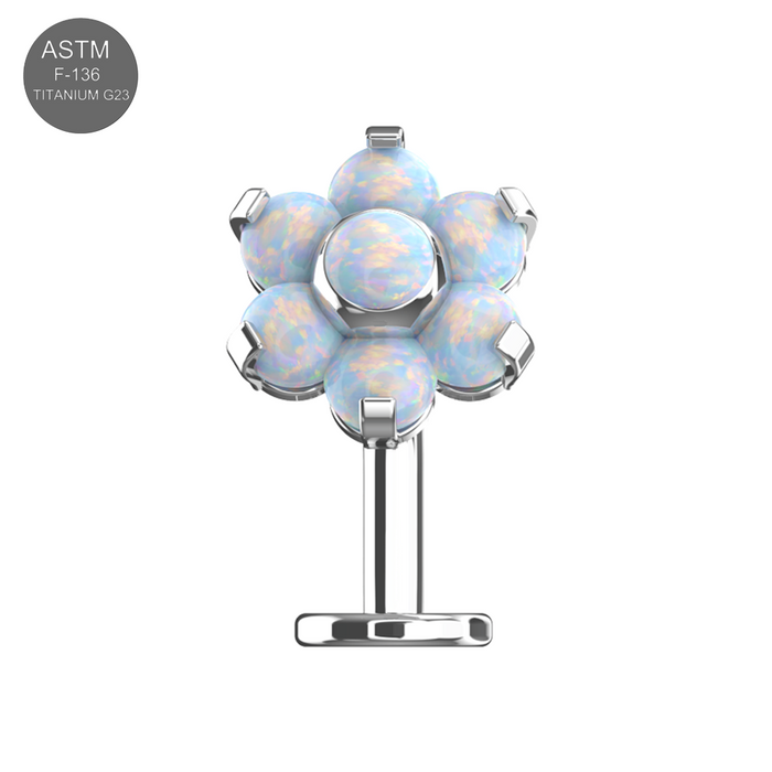 G23 Titanium Flower Opal Jewelled Threadless Floating Belly Ring