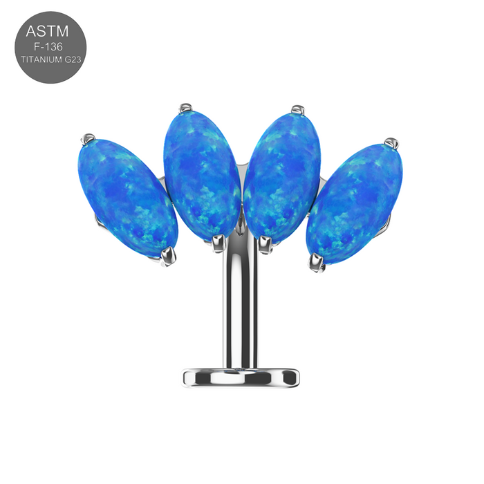 G23 Titanium Four Opal Stone Jewelled Threadless Floating Belly Ring