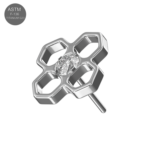 Geometric flower CZ titanium stud earring