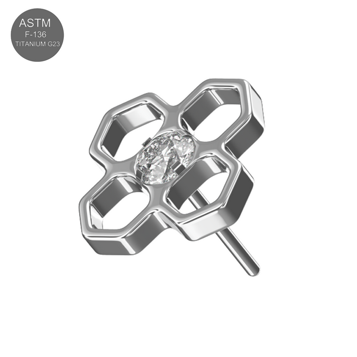 Geometric flower CZ titanium stud earring