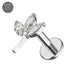 G23 Titanium Leaf CZ Top With Internal Thread Base Labret - Monster Piercing