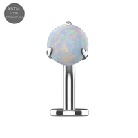 White opal G23 Titanium Opal Ball Jewelled Threadless Floating Belly Ring with ASTM F-136 titanium base for safe and elegant body jewelry.