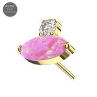 G23 Titanium Oval Opal & CZ Jewelled Threadless Top