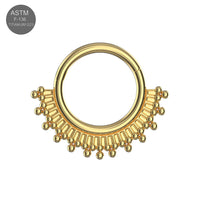 Gold Tribal Sunburst Hinged Segment Clicker Ring for Body Jewelry