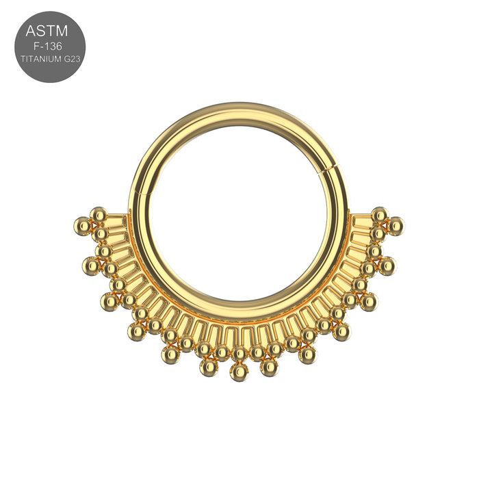 G23 Titanium Tribal Sunburst Hinged Segment Clicker Ring - Monster Piercing