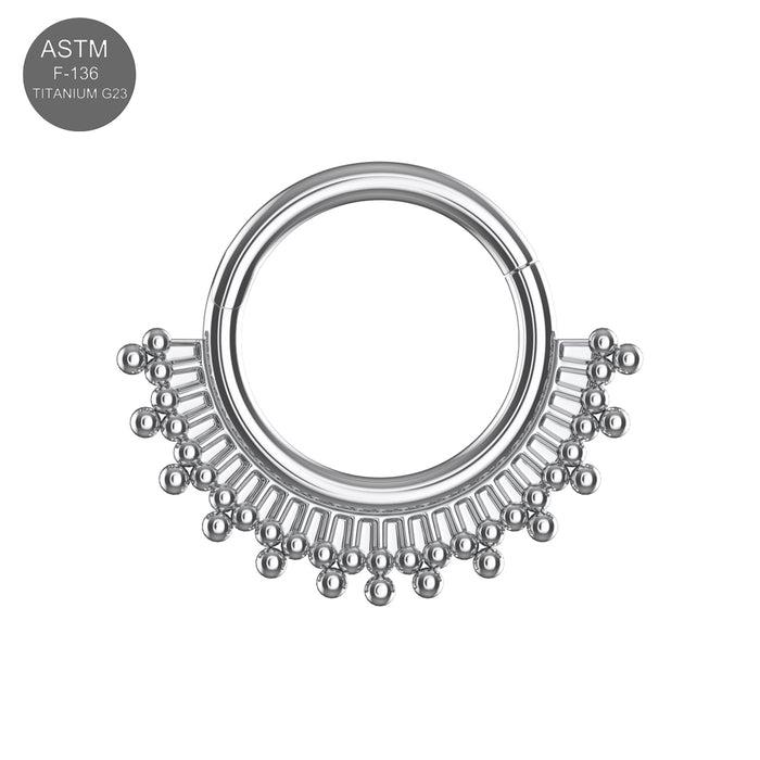 G23 Titanium Tribal Sunburst Hinged Segment Clicker Ring - Monster Piercing