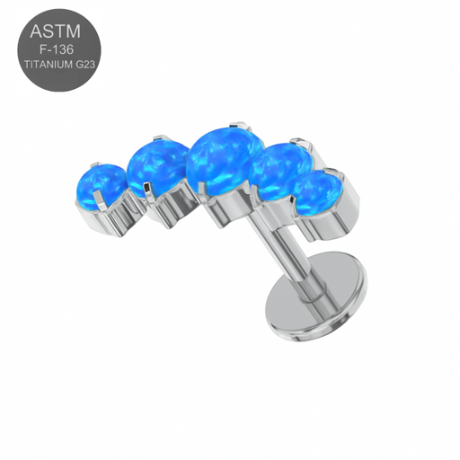 G23 Titanium Dazzling Five Opal Ball Thread-less Push-Fit With Flat-Back - Monster Piercing