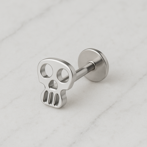 G23 Titanium Skull Internally Threaded Flatback Stud - Monster Piercing