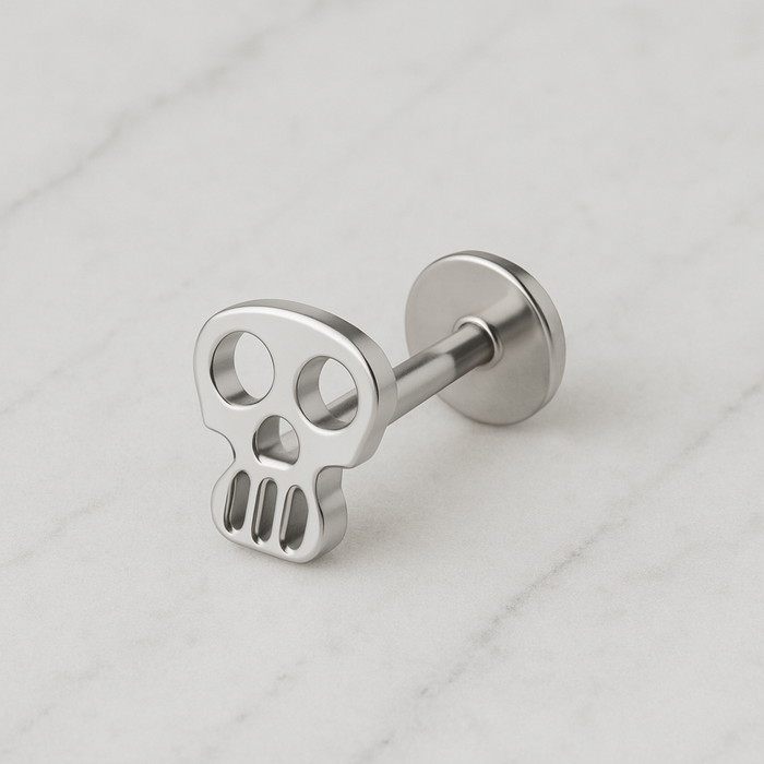 G23 Titanium Skull Internally Threaded Flatback Stud - Monster Piercing