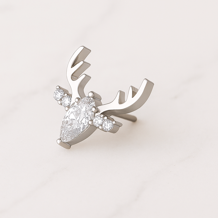 G23 Titanium Clear CZ Jewelled Deer Threadless Pin Top - Monster Piercing