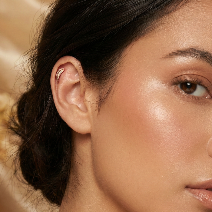 316L Surgical Steel Plain Leaf Cartilage Ear Stud