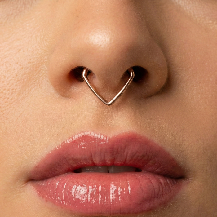 925 Sterling Silver Chevron Segment Clicker Ring