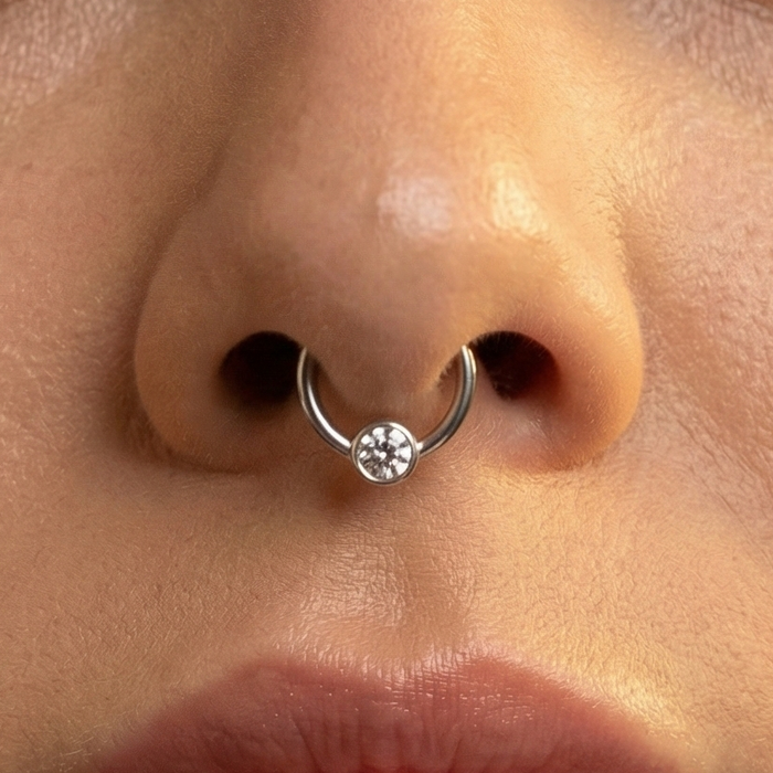 G23 Titanium CZ Jewelled Hinged Segment Clicker Ring