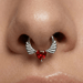 316L Surgical Steel Angel Wings with Red Heart CZ Septum Clicker United Kingdom