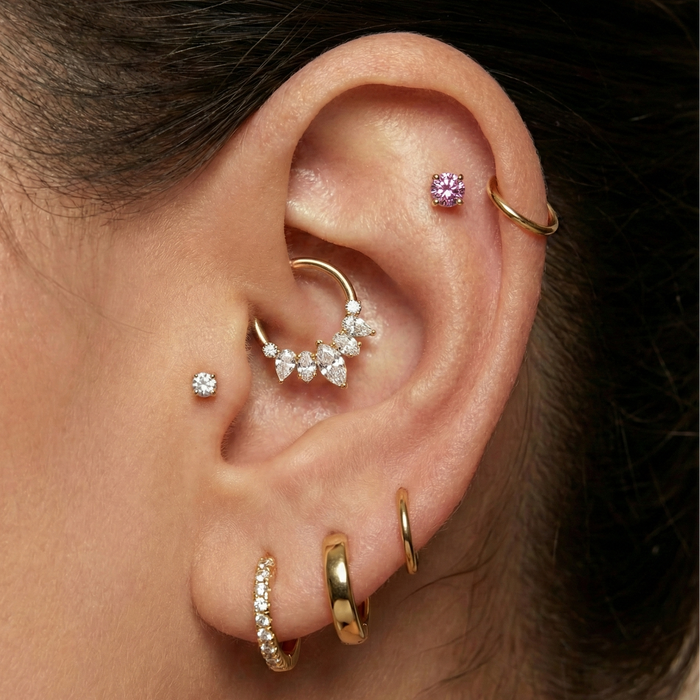 316L Surgical Steel CZ adorned pave segment clicker