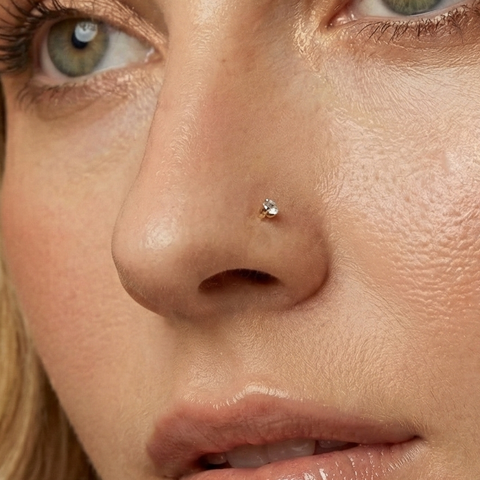 9K Gold with Genuine Diamond Nose Screw