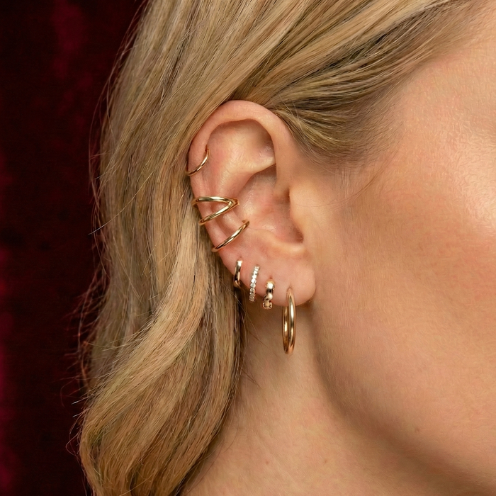 925 Sterling Silver Double Row Segment Clicker Ring