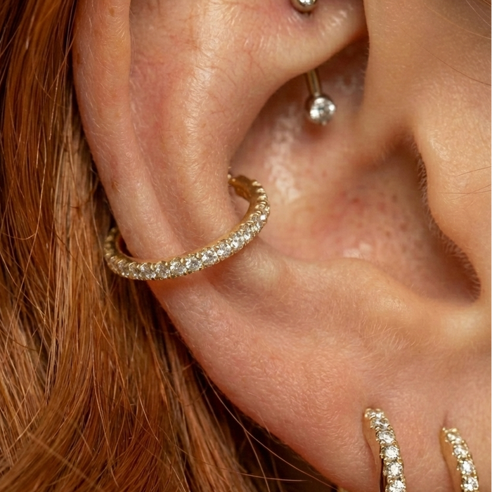 G23 Titanium Micro Setting CZ Stones in Hinged Clicker Earrings Pair