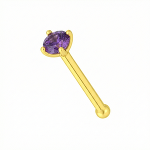 Nasenstecker aus 14 Karat Gold mit Amethyst-Naturstein in Krappenfassung