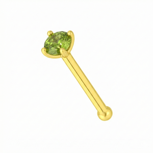 Nasenpiercing aus 14 Karat Gold mit Krallenfassung und grünem Naturstein-Peridot