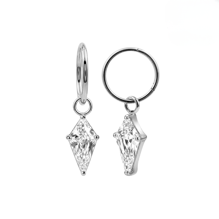 316L Surgical Steel Kite CZ Drop Earrings