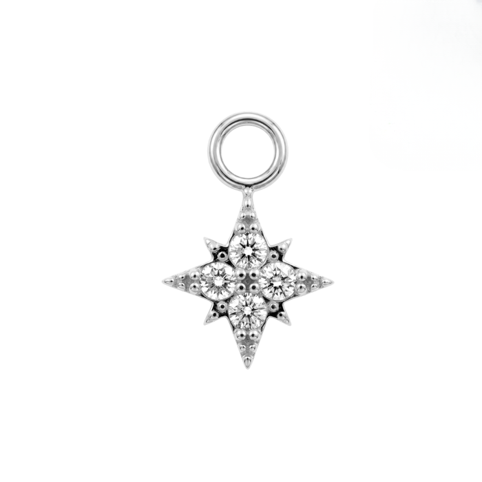 316L Surgical Steel CZ Jeweled North Star Clicker Charm