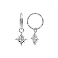316L Surgical Steel CZ Jeweled North Star Drop Earrings