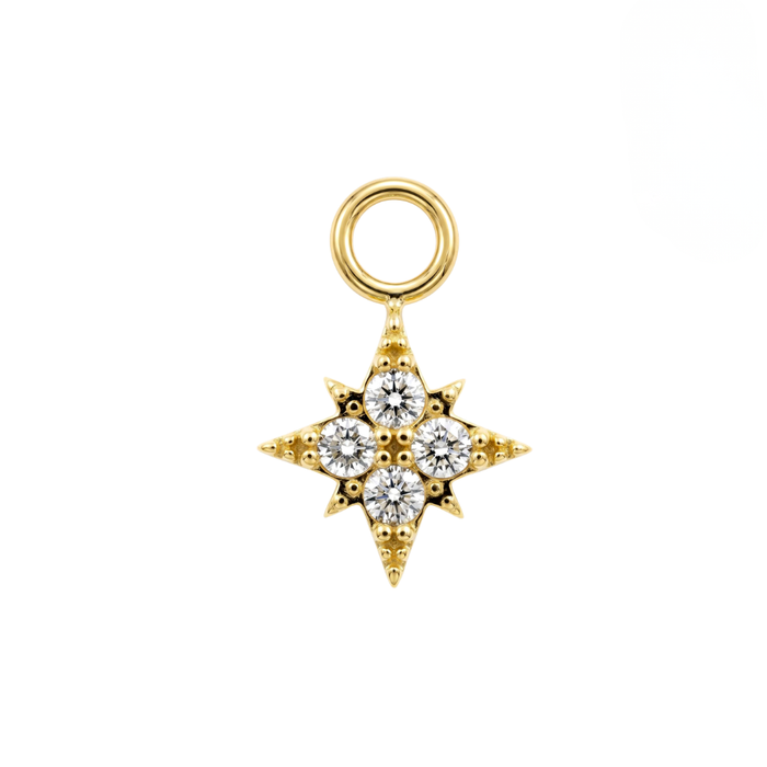 316L Surgical Steel CZ Jeweled North Star Clicker Charm