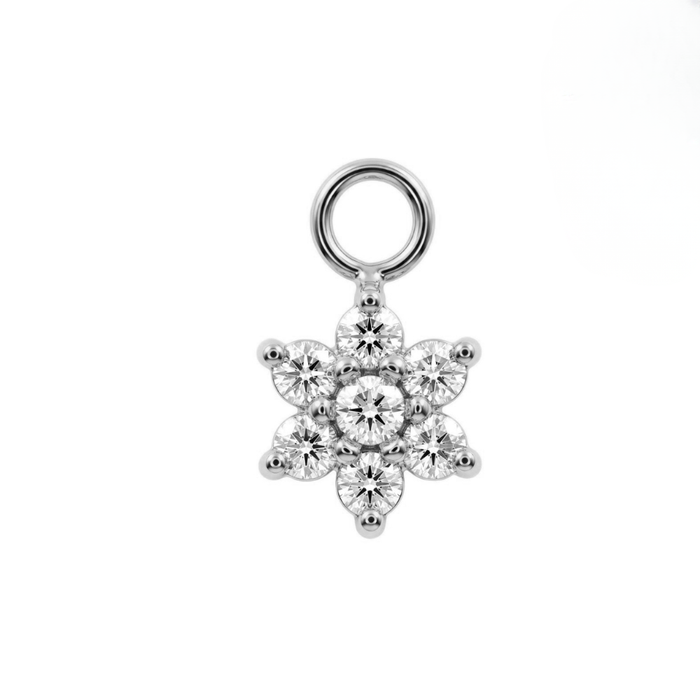 316L Surgical Steel Seven CZ Flower Cluster Clicker Charm