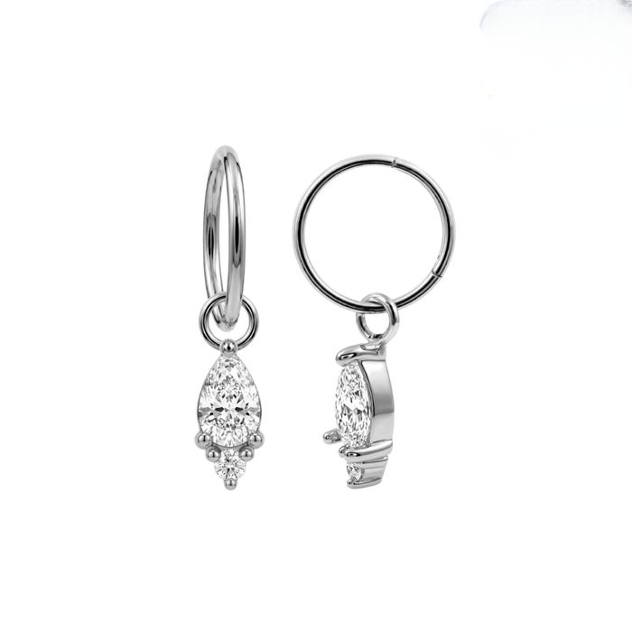 316L Surgical Steel Pear Drop CZ Earrings