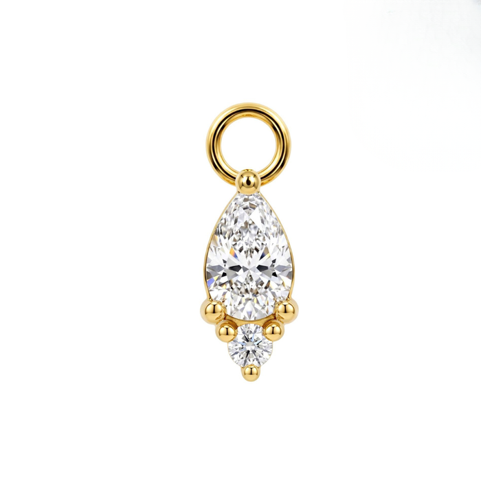 316L Surgical Pear & Round CZ Duo Drop Clicker Charm