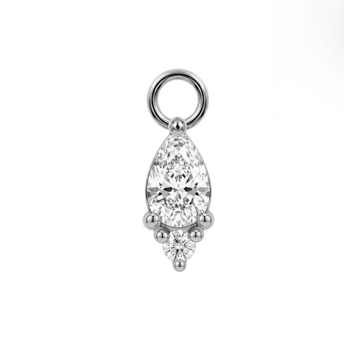 316L Surgical Pear & Round CZ Duo Drop Clicker Charm