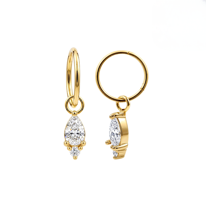 316L Surgical Steel Pear Drop CZ Earrings