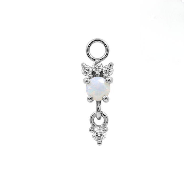 316L Surgical Opal Blossom CZ Dangle Clicker Charm