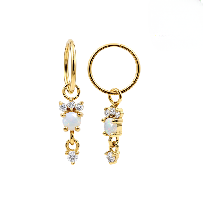 316L Surgical Steel Opal Blossom Drop Earrings