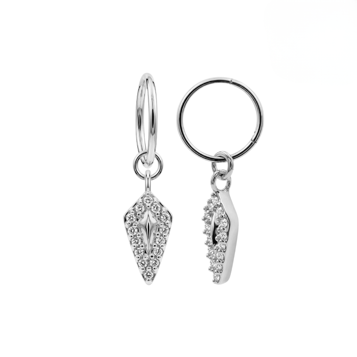 316L Surgical Steel CZ Jewelled Kite Drop Earrings