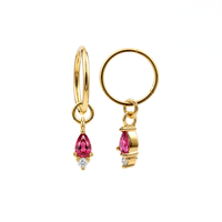 316L Surgical Steel Pink Pear Drop Earrings