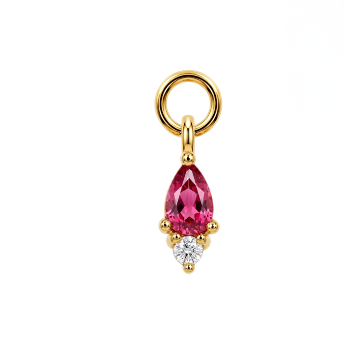 316L Surgical Pink Pear CZ Duo Drop Clicker Charm