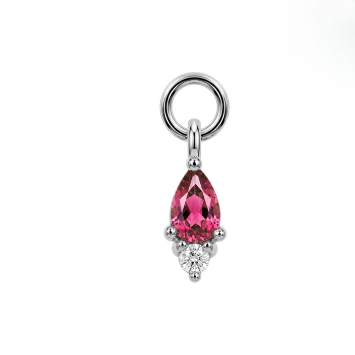 316L Surgical Pink Pear CZ Duo Drop Clicker Charm