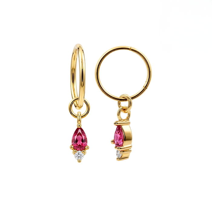 316L Surgical Steel Pink Pear Drop Earrings
