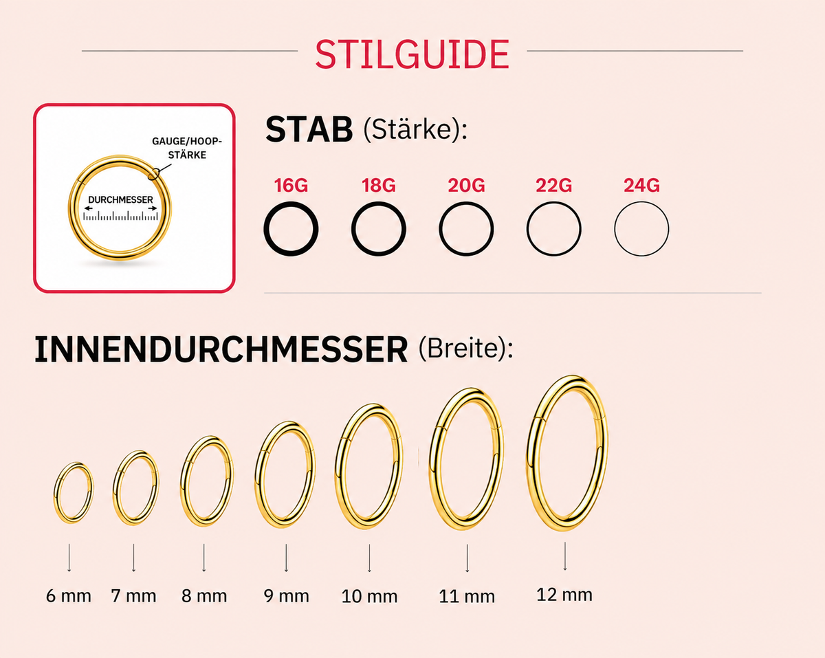 Hoop & Clicker Size Guide