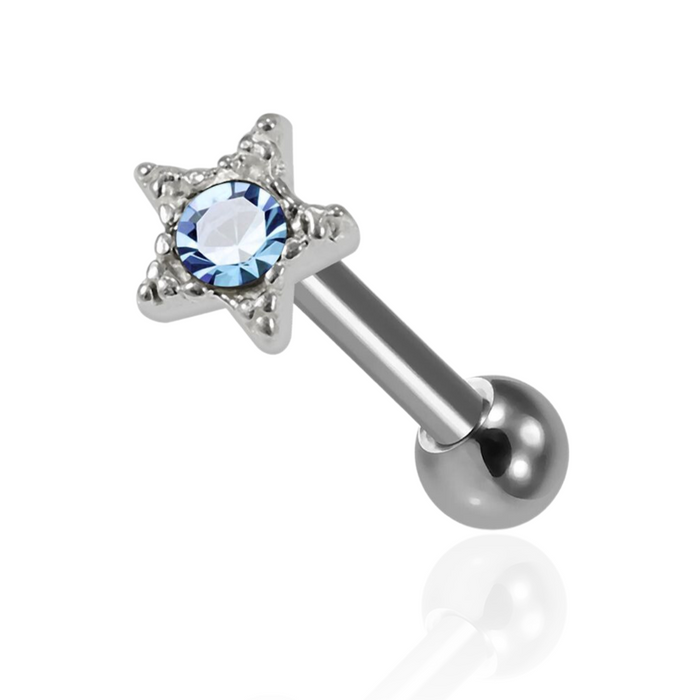 925 Sterling Silver Star CZ Jewelled Cartilage Tragus Piercing Ear Stu