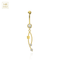 14K Gold CZ Jewelled Italian Horn Danglers Belly Ring