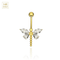 14K Gold Jewelled Dangling Dragonfly Belly Ring