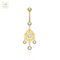 14K Gold Studded Traditional Belly Ring