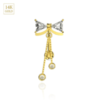 14K Gold Bowtie Dangling Belly Ring United Kingdom