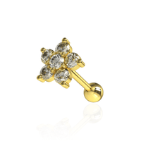 316L Surgical Steel Jewelled Flower Screw Fit Ball Back Stud - Monster Piercing
