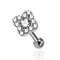 925 Sterling Silver Square Flower CZ Jewelled Cartilage Ear Stud