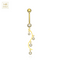 14K Gold CZ Jewelled Stones Dangling Belly Ring