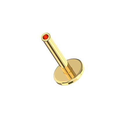 14K Gold Threadless Flatback Labret Bar